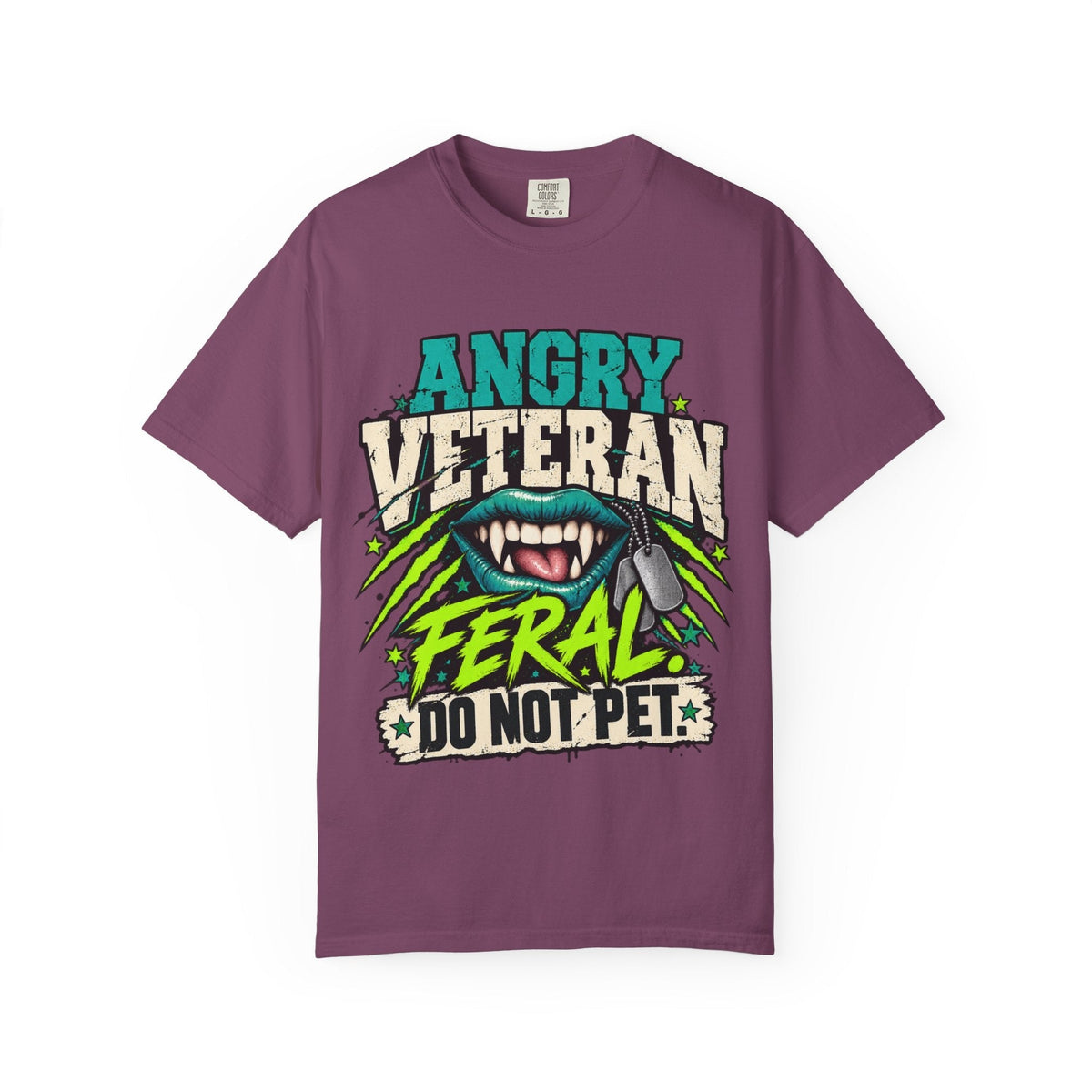 Feral Do Not Pet women veteran tee with teal and lime artwork