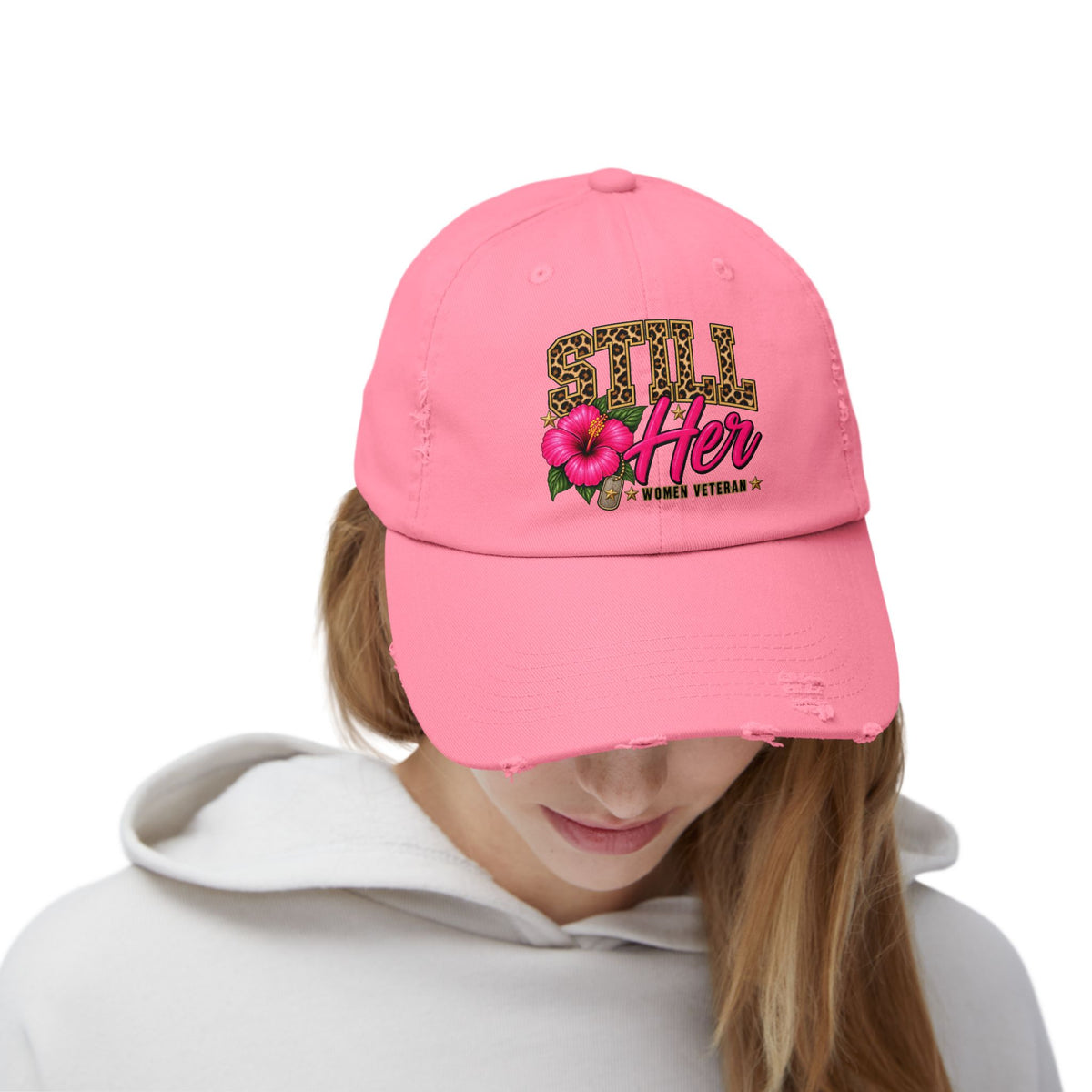 Still Her | Floral Distressed Women Veteran Cap