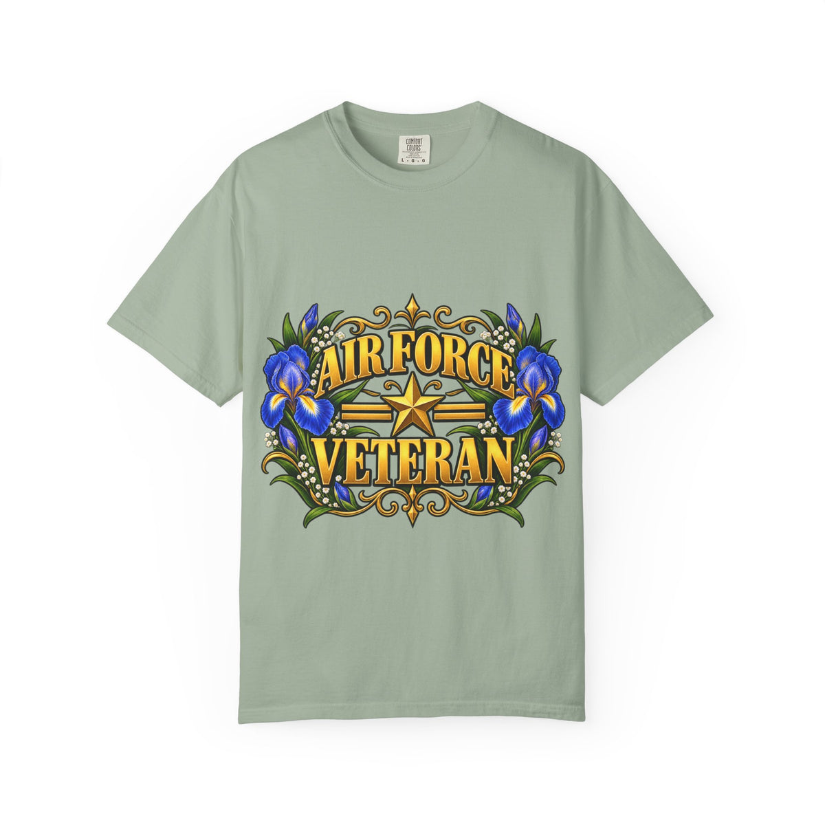 Air Force Veteran | Blue Iris Floral Garment-Dyed Tee