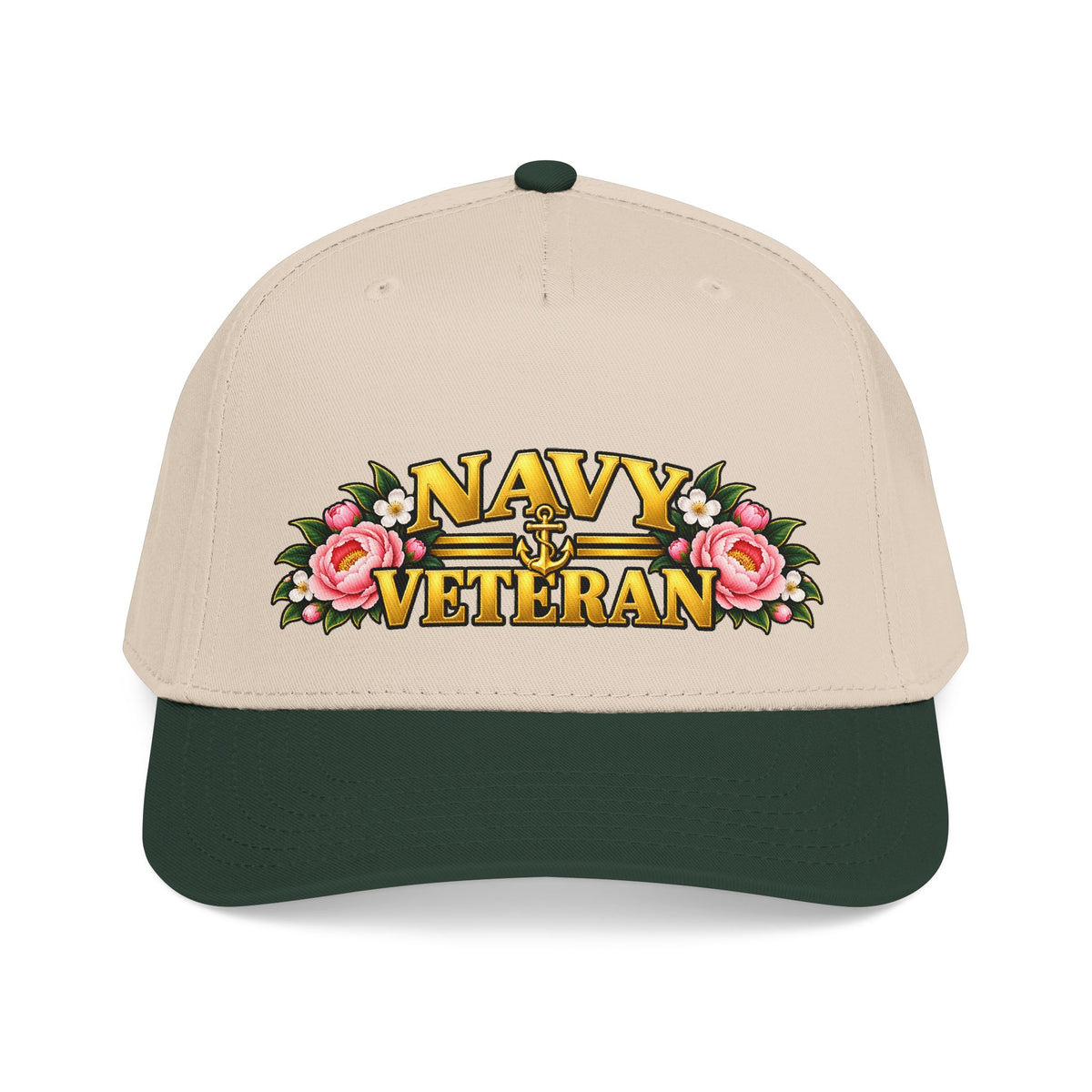 Navy Veteran | Pink Peony Floral Mid-Profile Cap