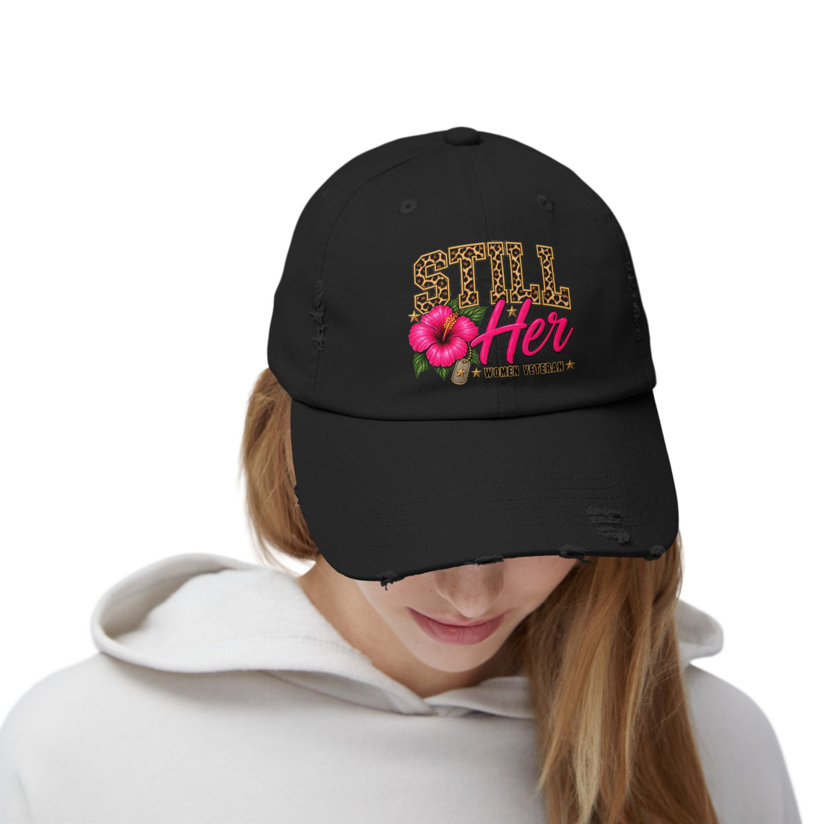 Still Her | Floral Distressed Women Veteran Cap