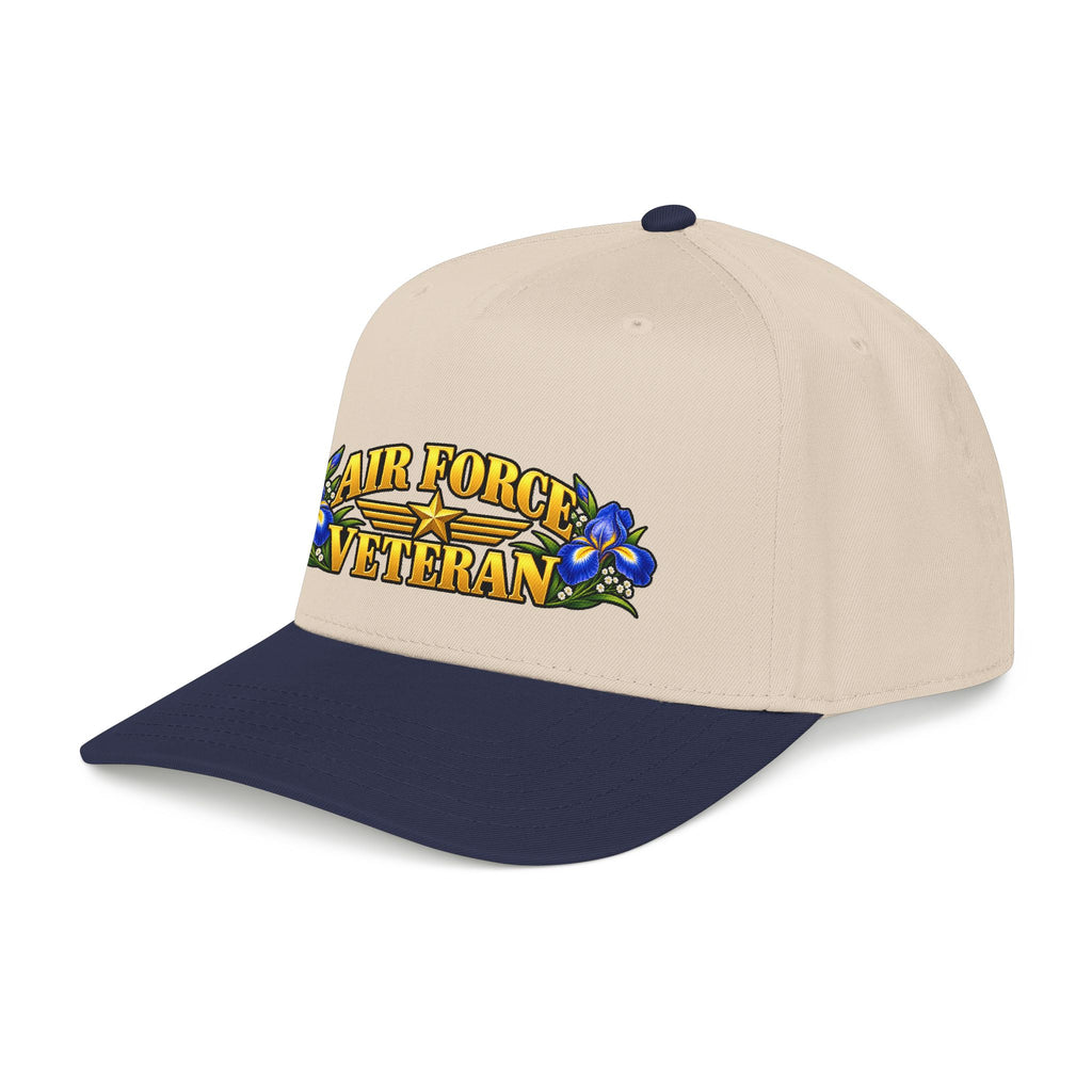 Air Force Veteran | Blue Iris Floral Mid-Profile Cap