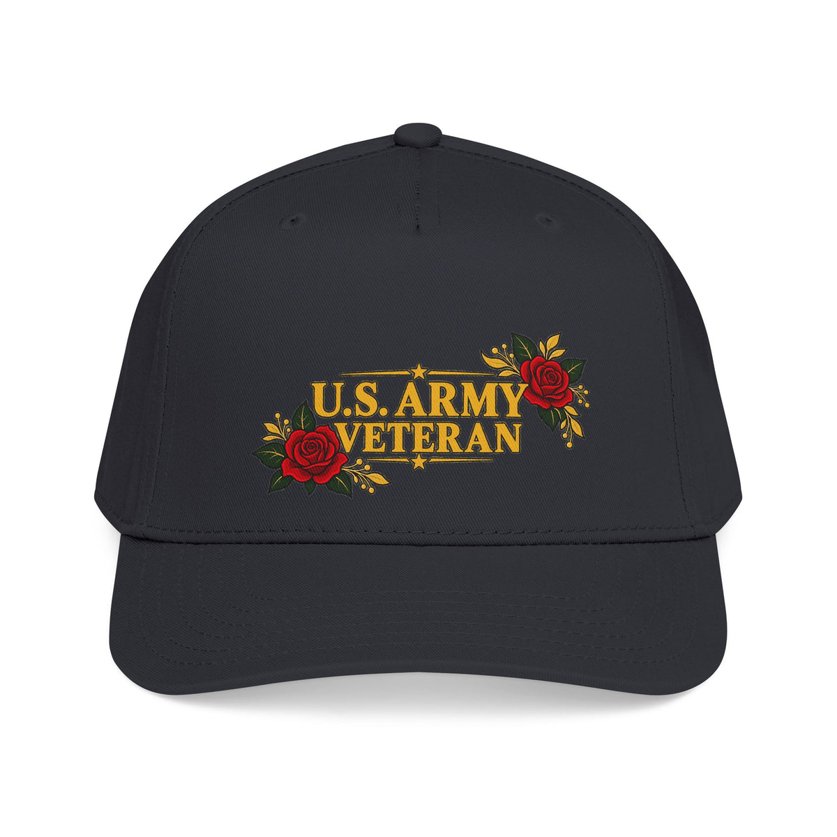 U.S. Army Veteran | Red Rose Floral Mid-Profile Cap