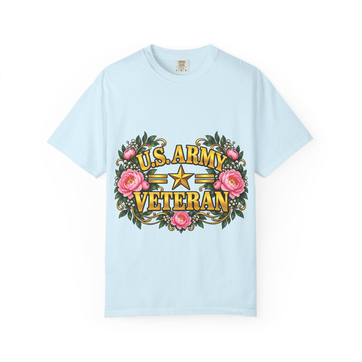 U.S. Army Veteran | Pink Peony Floral Garment-Dyed Tee