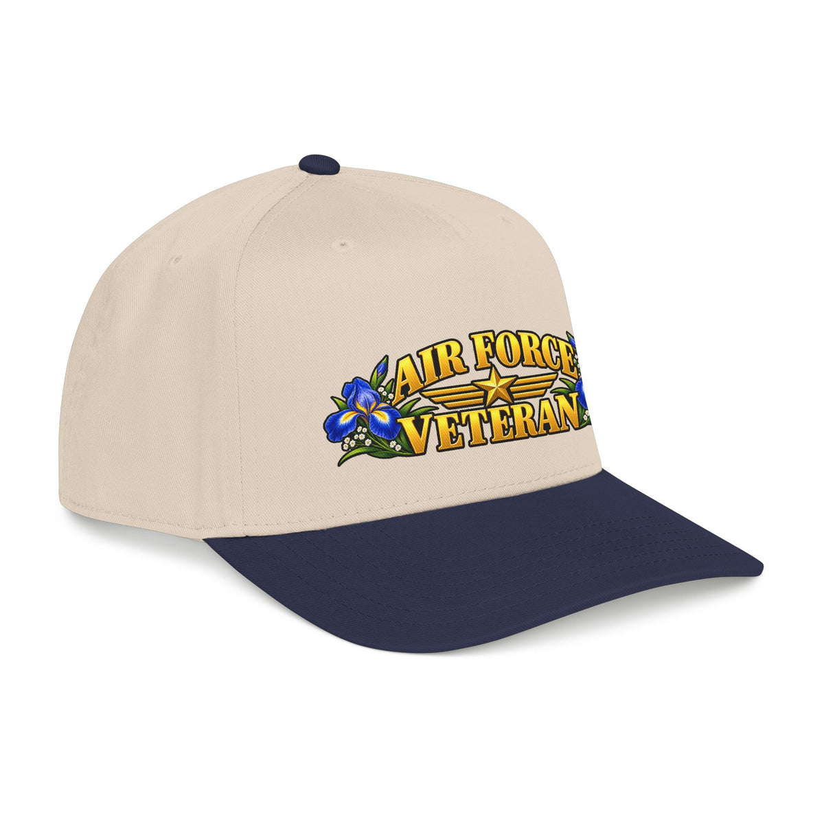 Air Force Veteran | Blue Iris Floral Mid-Profile Cap