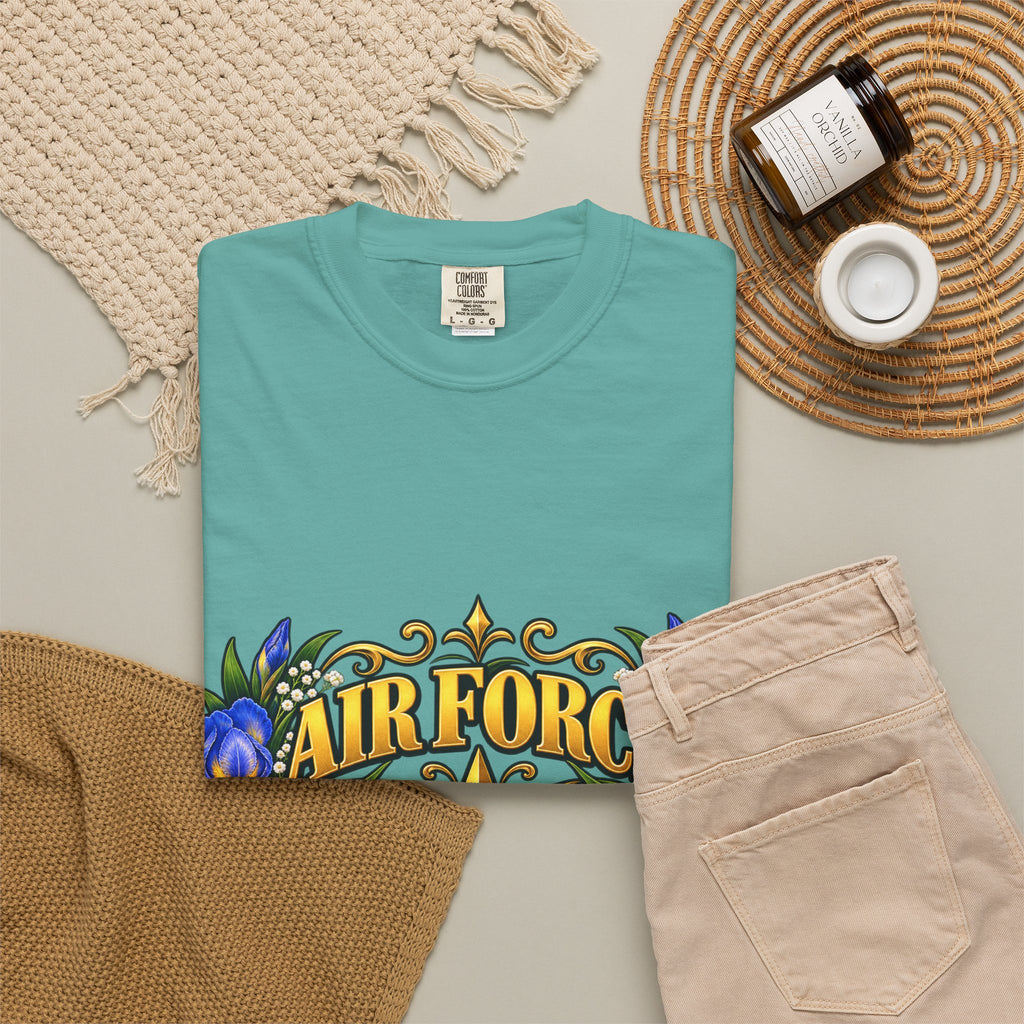 Air Force Veteran | Blue Iris Floral Garment-Dyed Tee