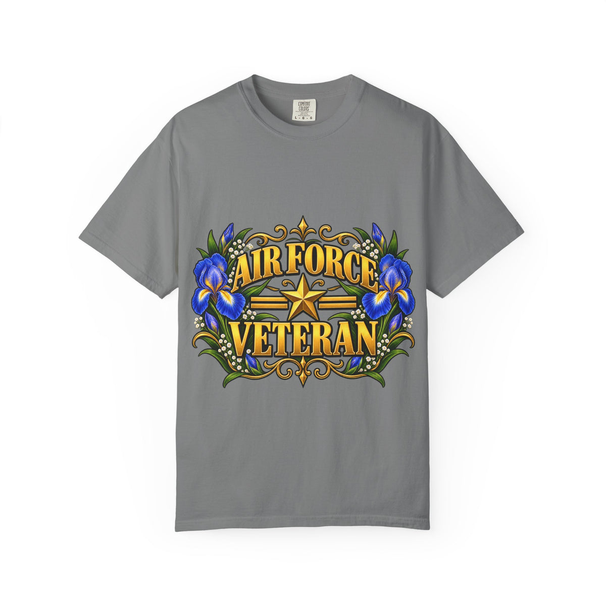 Air Force Veteran | Blue Iris Floral Garment-Dyed Tee