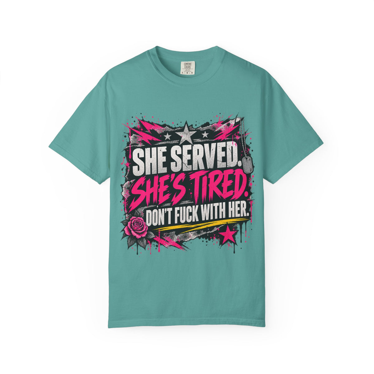 She Served. She's Tired. | Women Veteran Tee