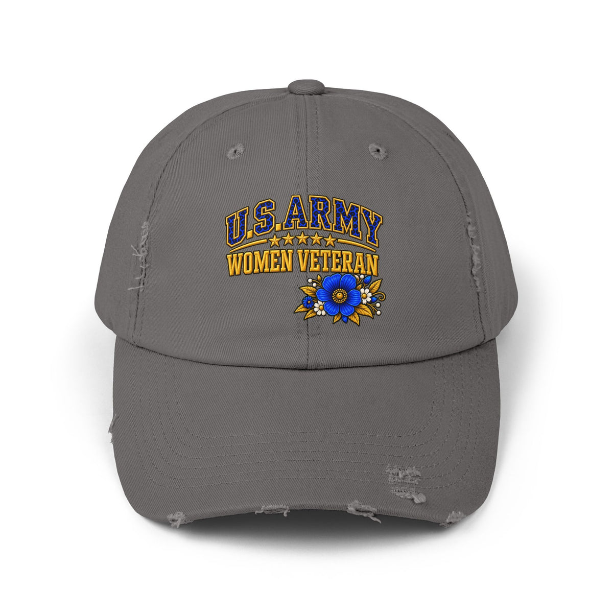 U.S. Army Women Veteran | Blue Floral Distressed Cap