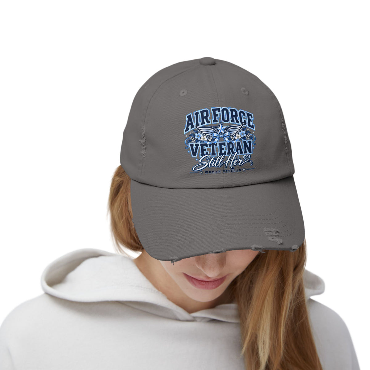Air Force Veteran | Still Her Floral Distressed Cap