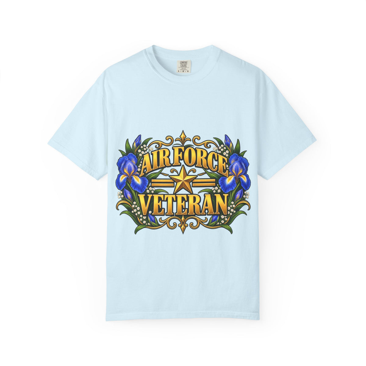 Air Force Veteran | Blue Iris Floral Garment-Dyed Tee