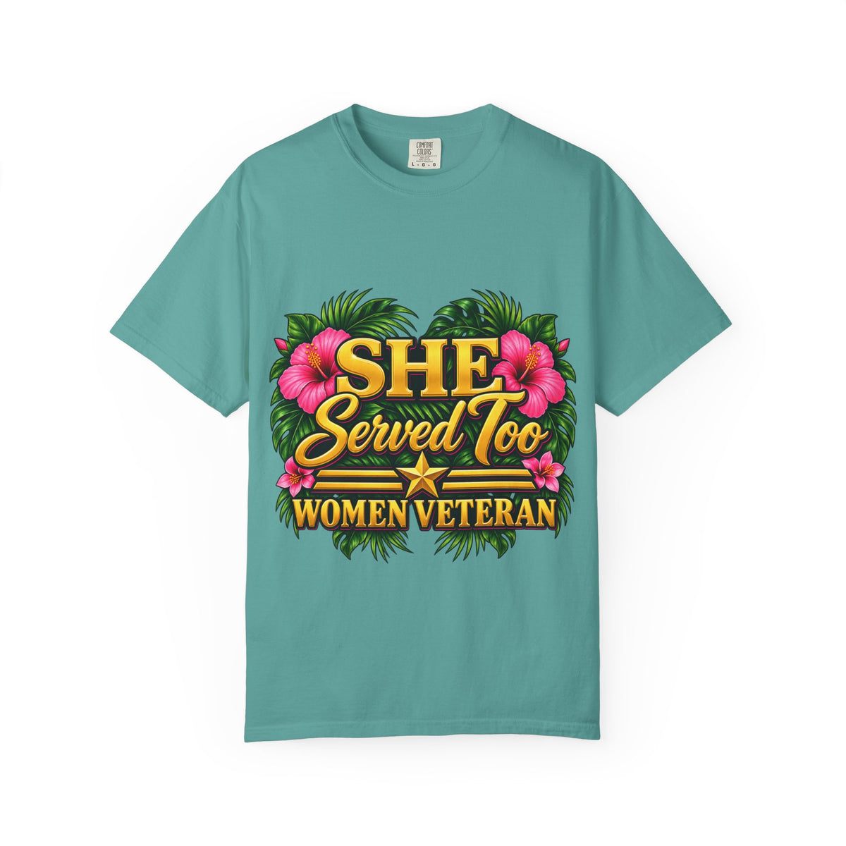 She Served Too | Pink Hibiscus Women Veteran Tee