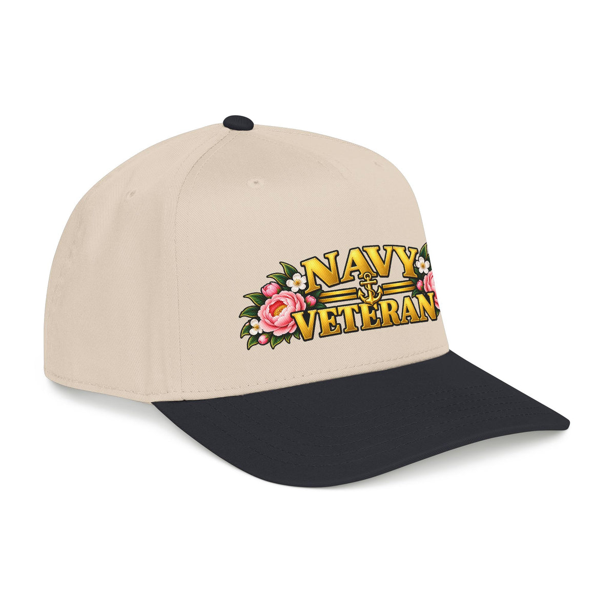 Navy Veteran | Pink Peony Floral Mid-Profile Cap