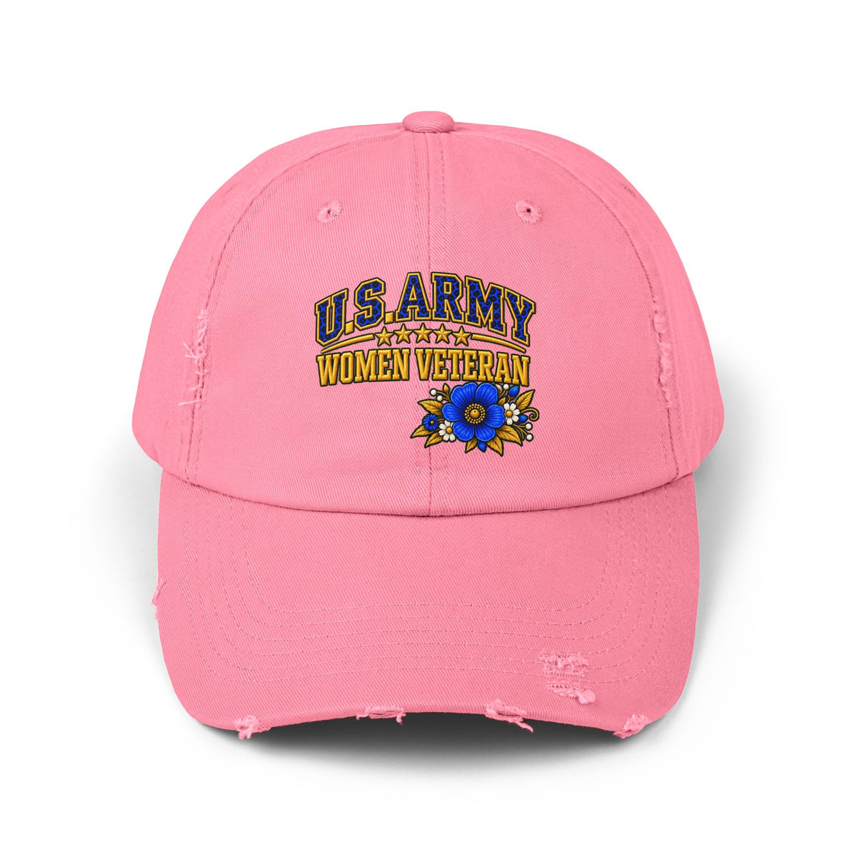 U.S. Army Women Veteran | Blue Floral Distressed Cap