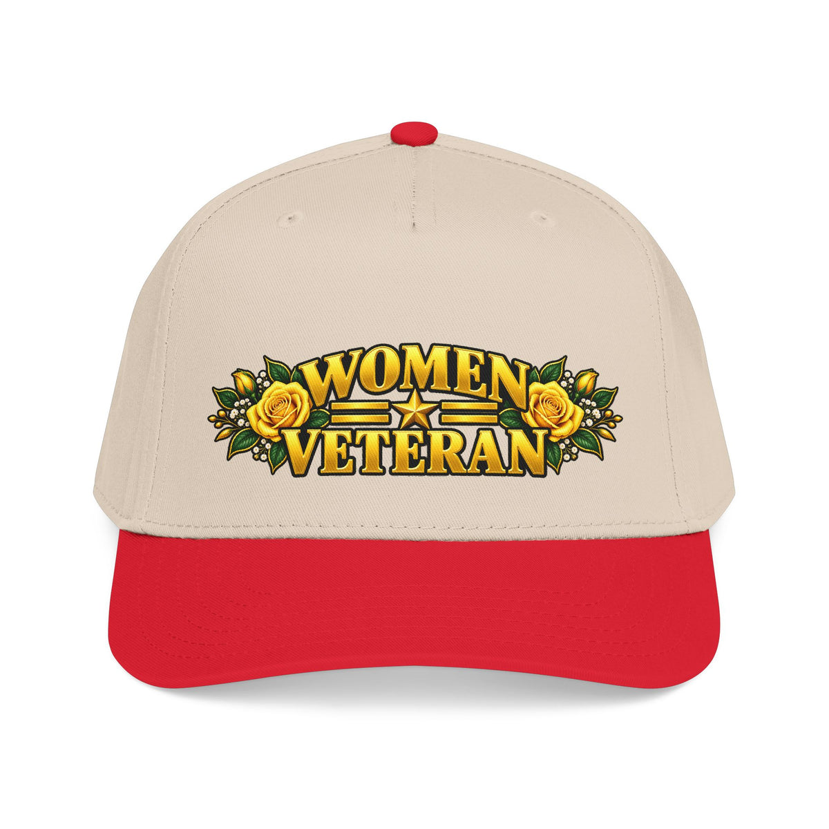 Women Veteran | Yellow Rose Floral Mid-Profile Cap