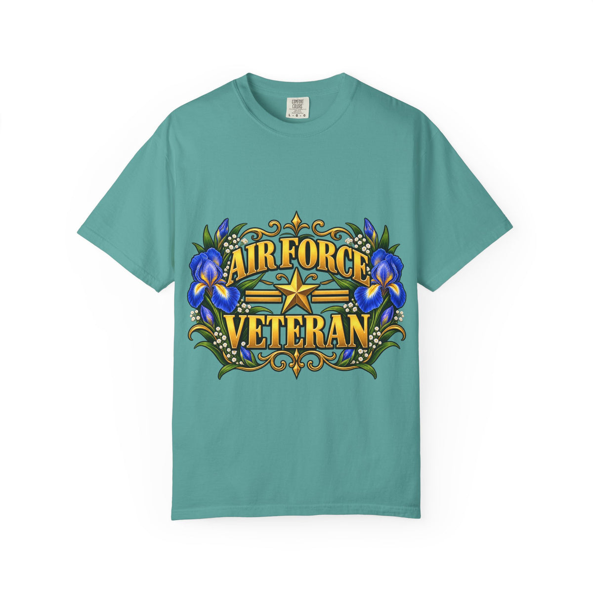 Air Force Veteran | Blue Iris Floral Garment-Dyed Tee