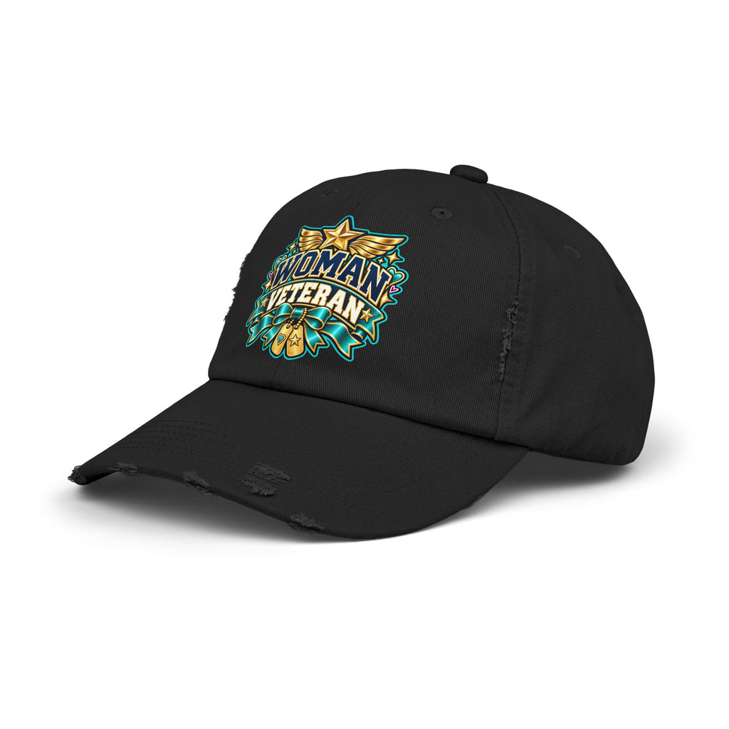 Woman Veteran | Teal Floral Distressed Cap