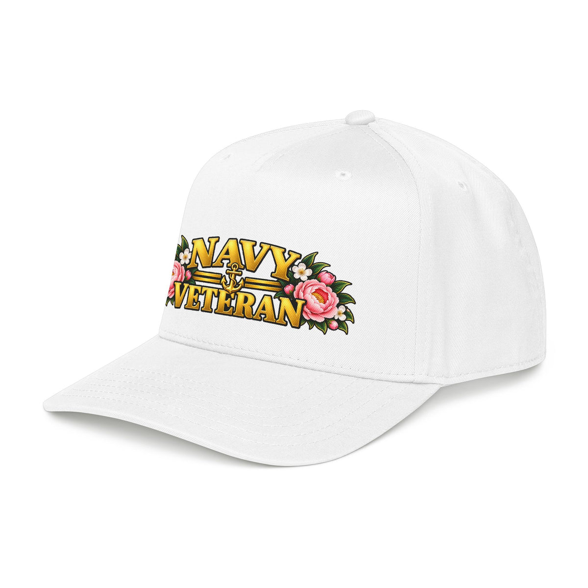 Navy Veteran | Pink Peony Floral Mid-Profile Cap