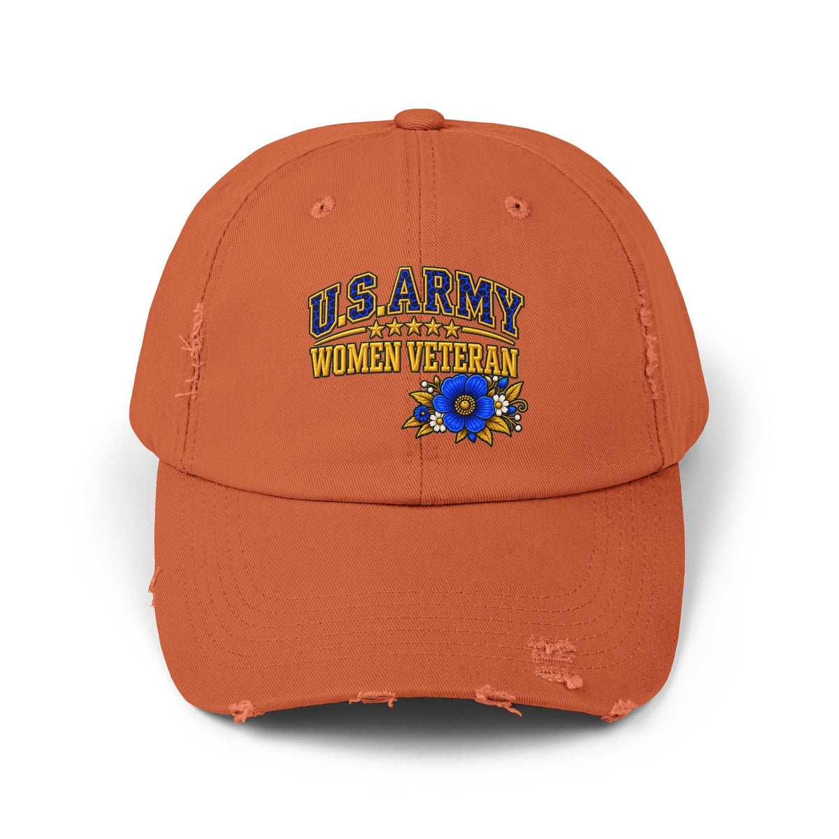 U.S. Army Women Veteran | Blue Floral Distressed Cap