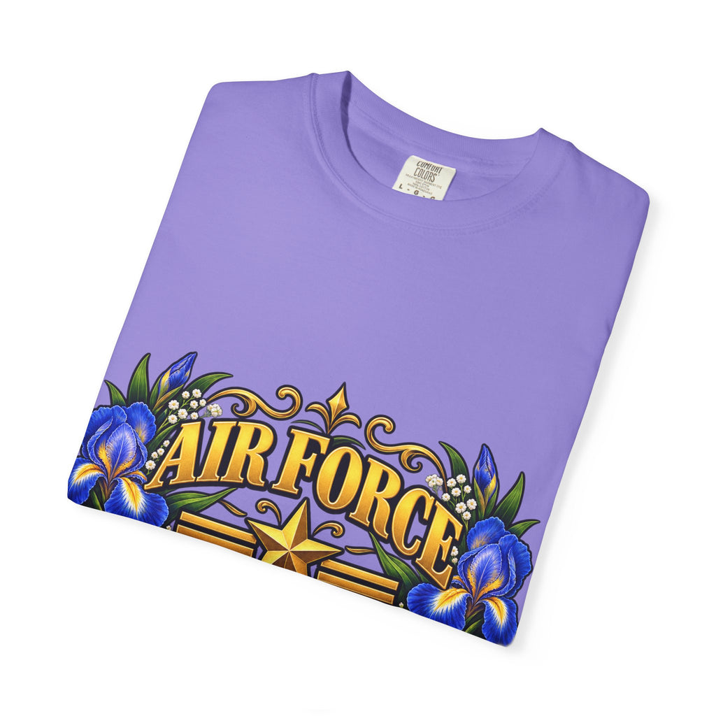Air Force Veteran | Blue Iris Floral Garment-Dyed Tee