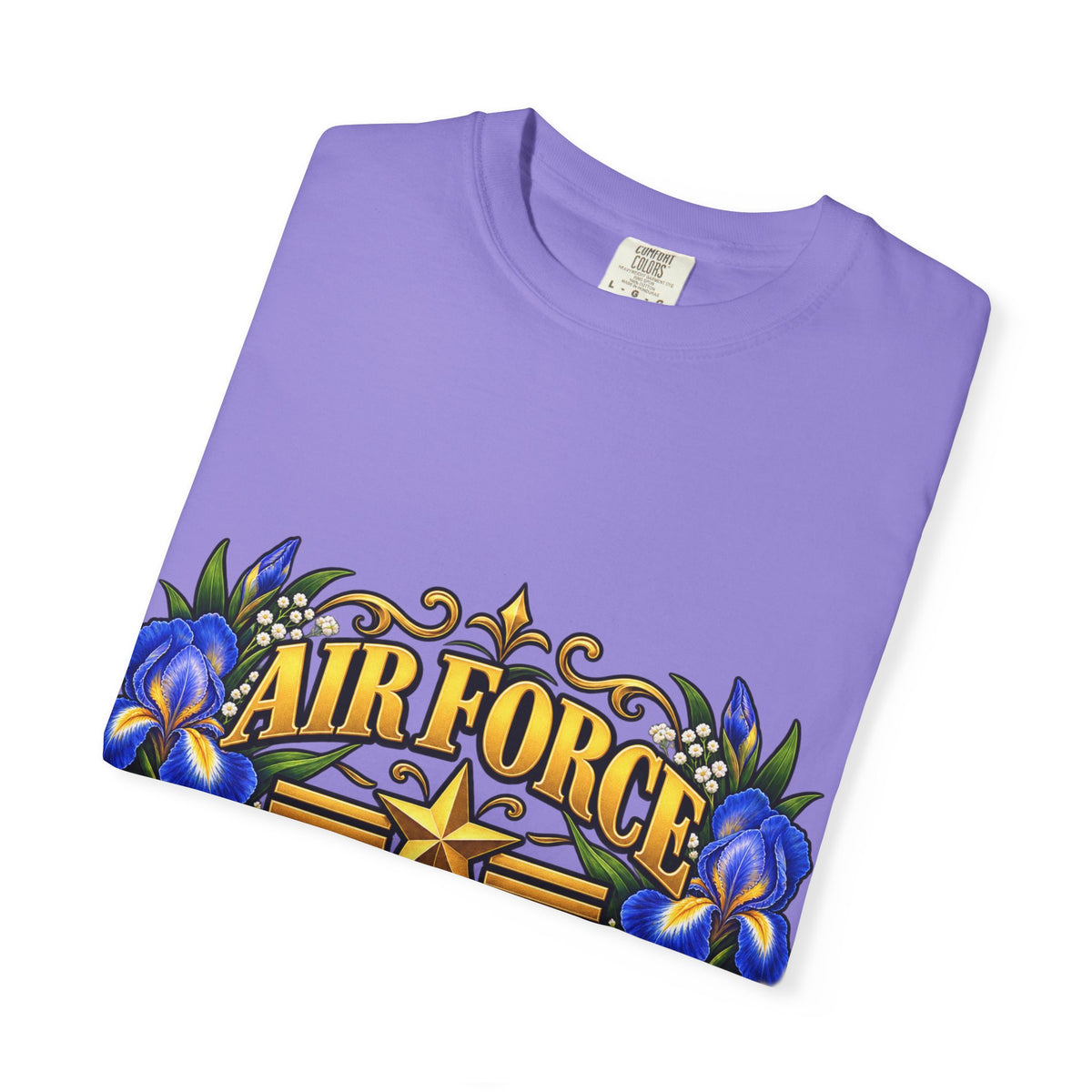 Air Force Veteran | Blue Iris Floral Garment-Dyed Tee