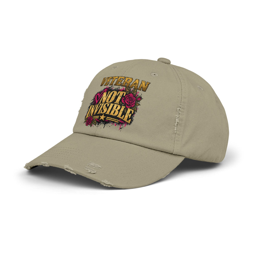 Veteran Not Invisible | Rose Graphic Distressed Cap