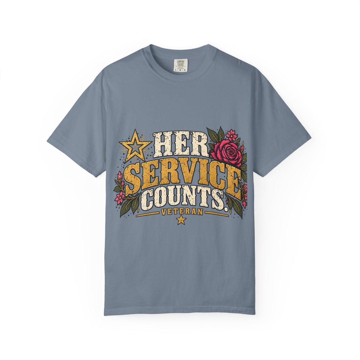Her Service Counts | Distressed Rebellion Veteran Tee