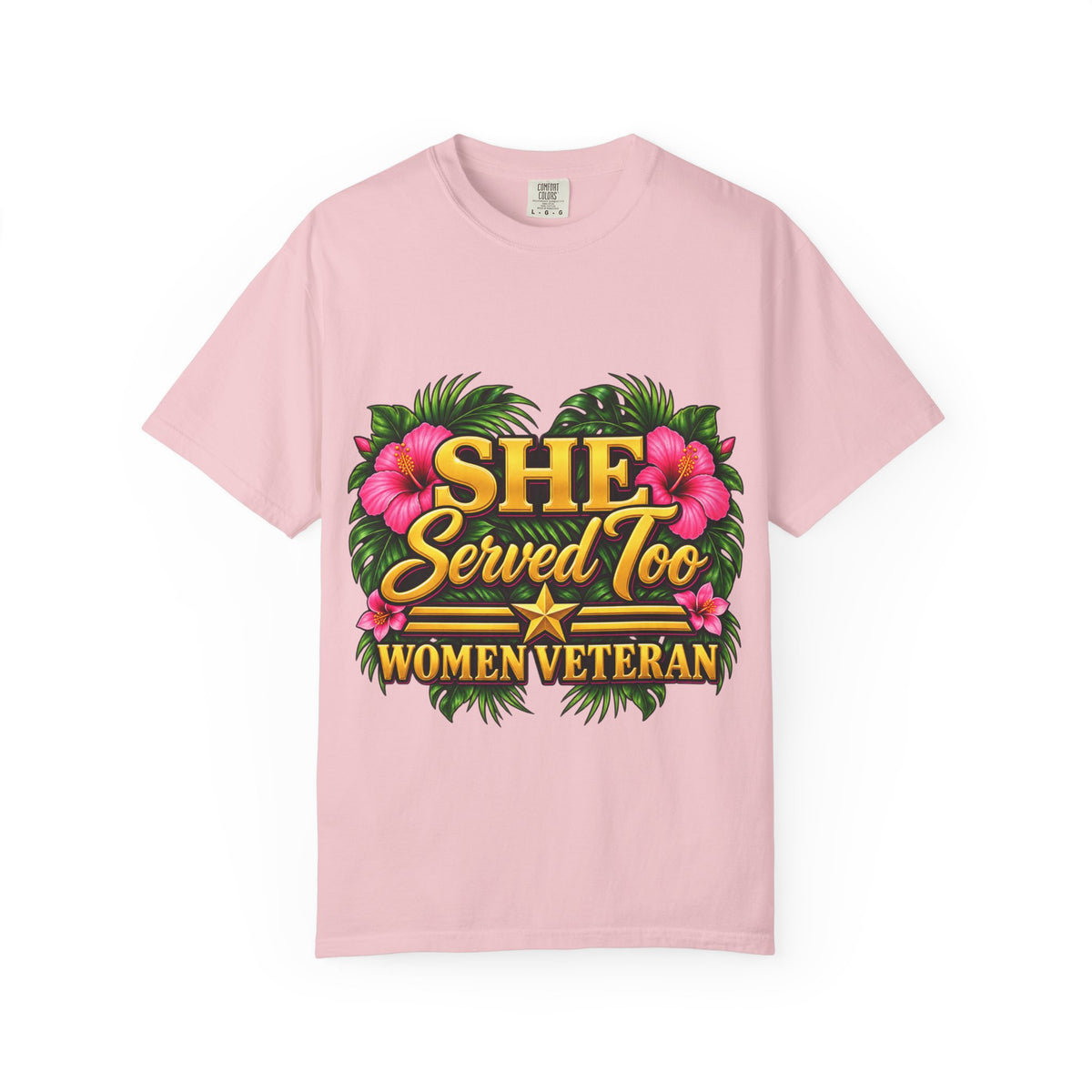She Served Too | Pink Hibiscus Women Veteran Tee