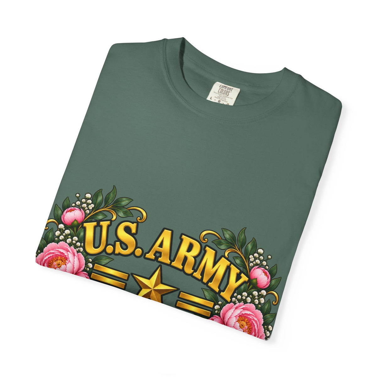 U.S. Army Veteran | Pink Peony Floral Garment-Dyed Tee