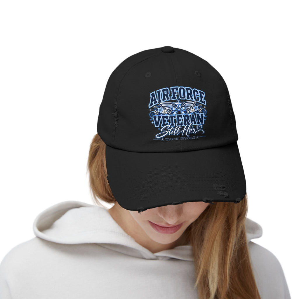 Air Force Veteran | Still Her Floral Distressed Cap