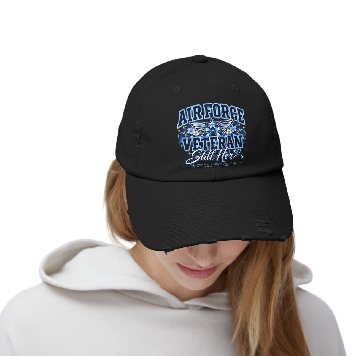 Air Force Veteran | Still Her Floral Distressed Cap