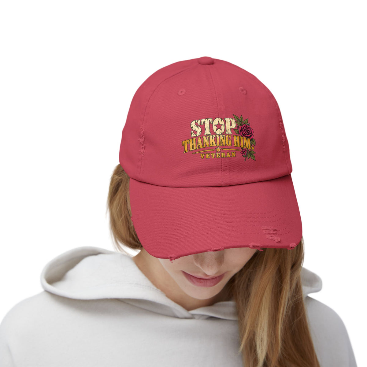 Stop Thanking Him | Distressed Veteran Cap