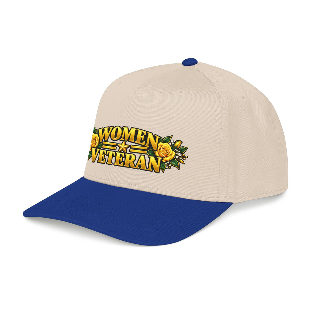 Women Veteran | Yellow Rose Floral Mid-Profile Cap