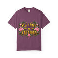 U.S. Army Veteran | Pink Peony Floral Garment-Dyed Tee