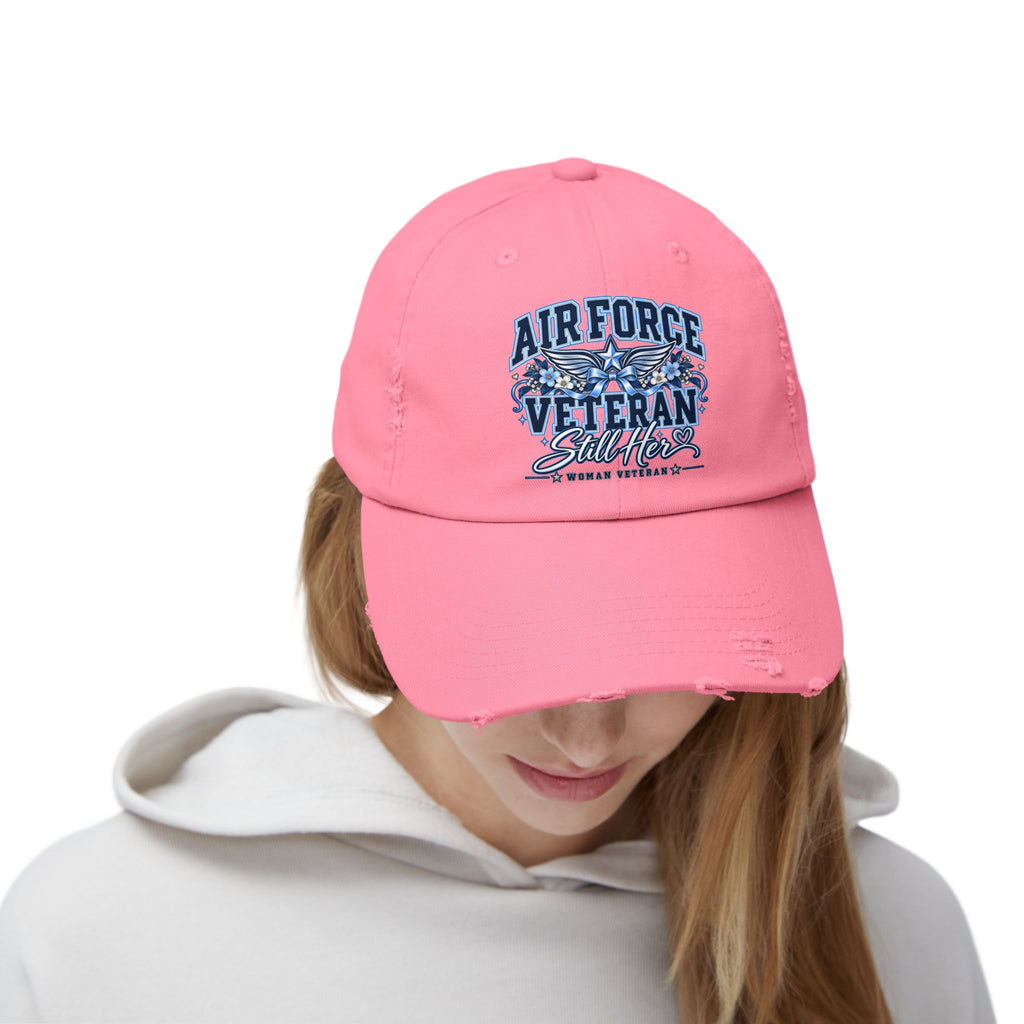 Air Force Veteran | Still Her Floral Distressed Cap