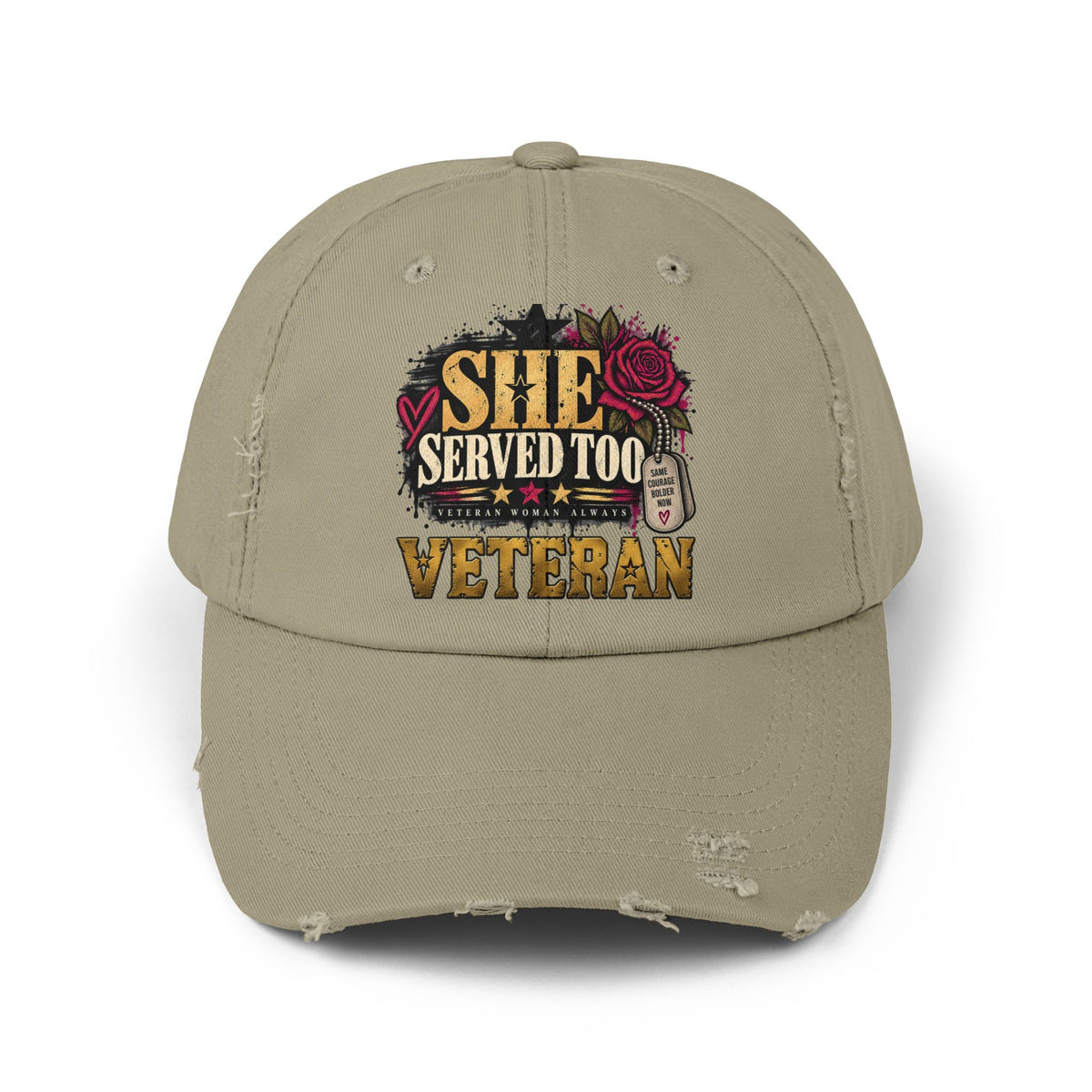 She Served Too | Distressed Rebellion Veteran Cap