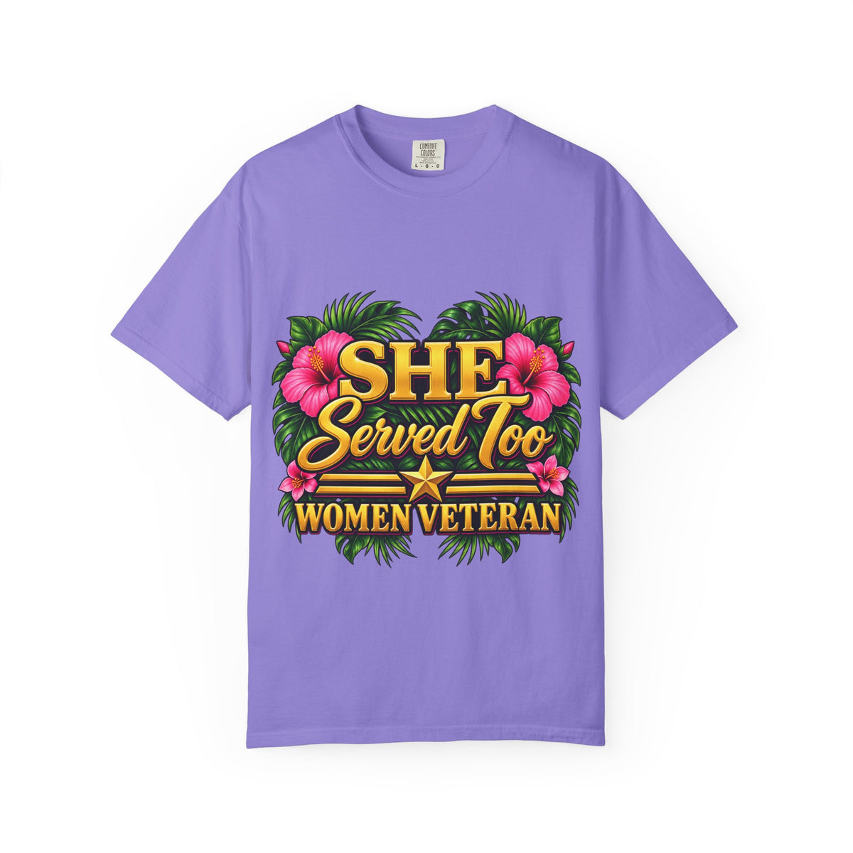 She Served Too | Pink Hibiscus Women Veteran Tee