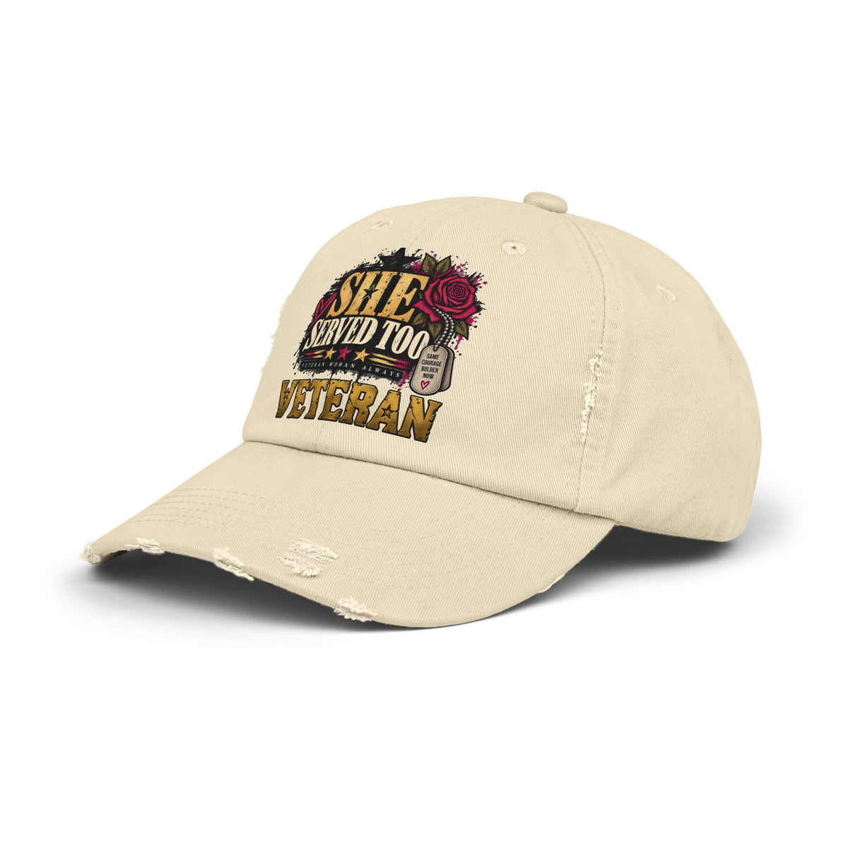 She Served Too | Distressed Rebellion Veteran Cap