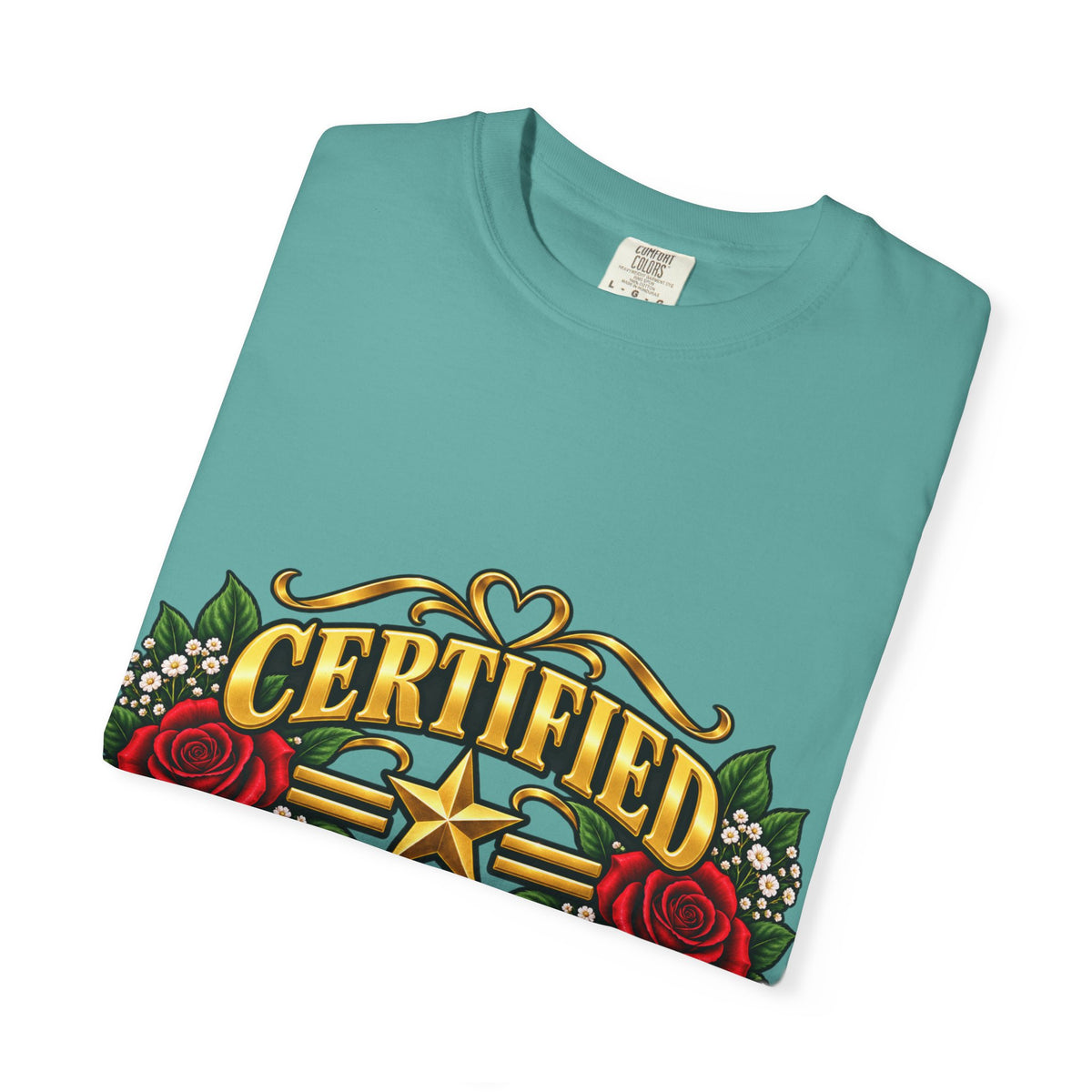 Certified Veteran | Red Rose Floral Garment-Dyed Tee