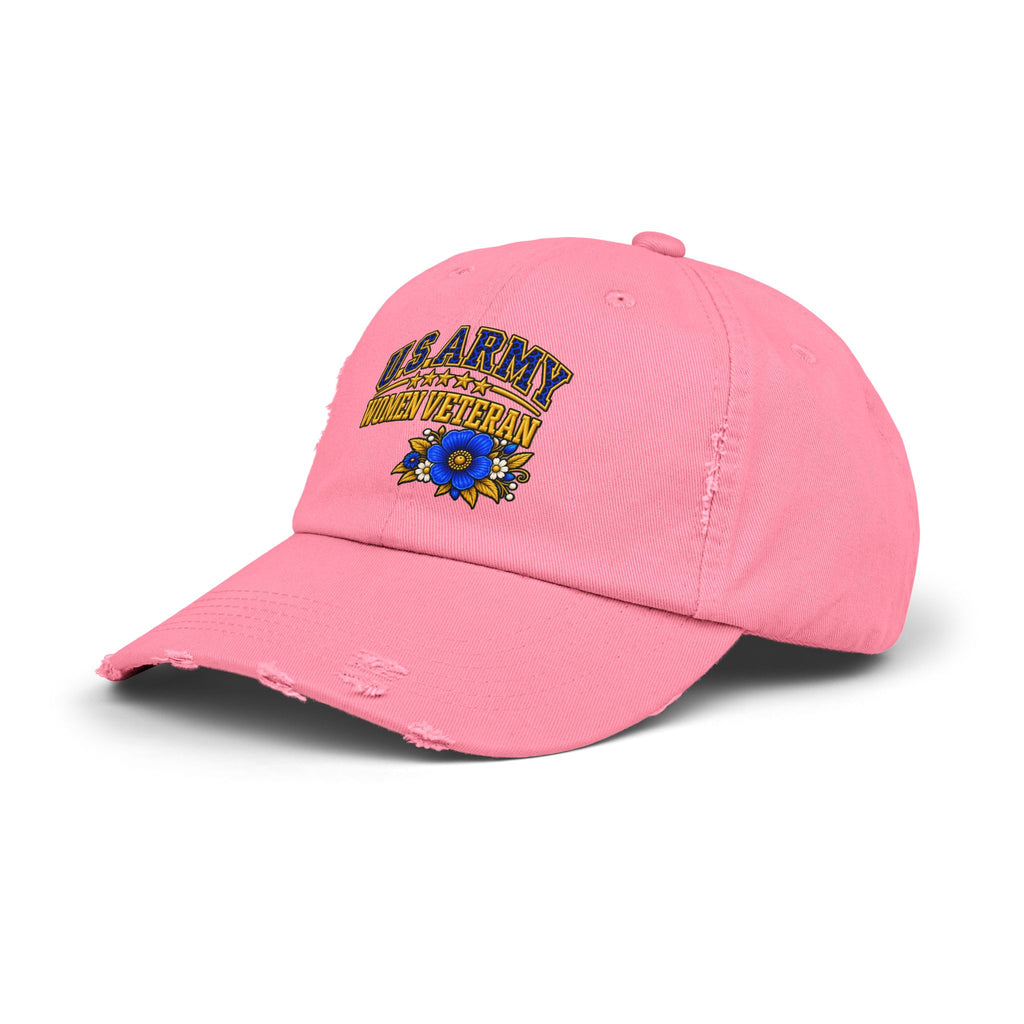 U.S. Army Women Veteran | Blue Floral Distressed Cap