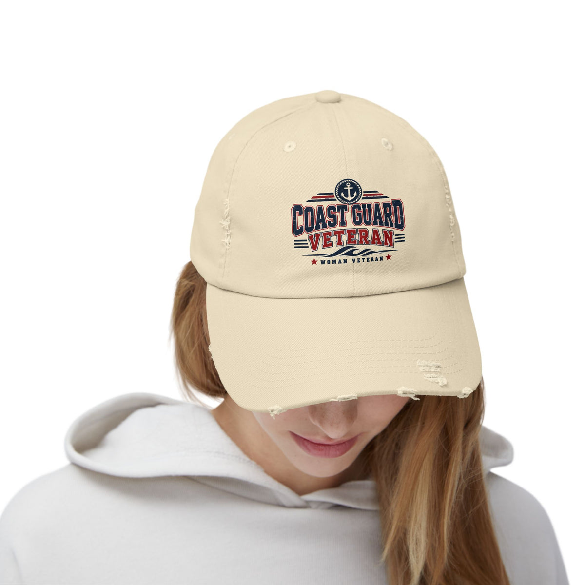 Coast Guard Veteran | Distressed Women Veteran Cap