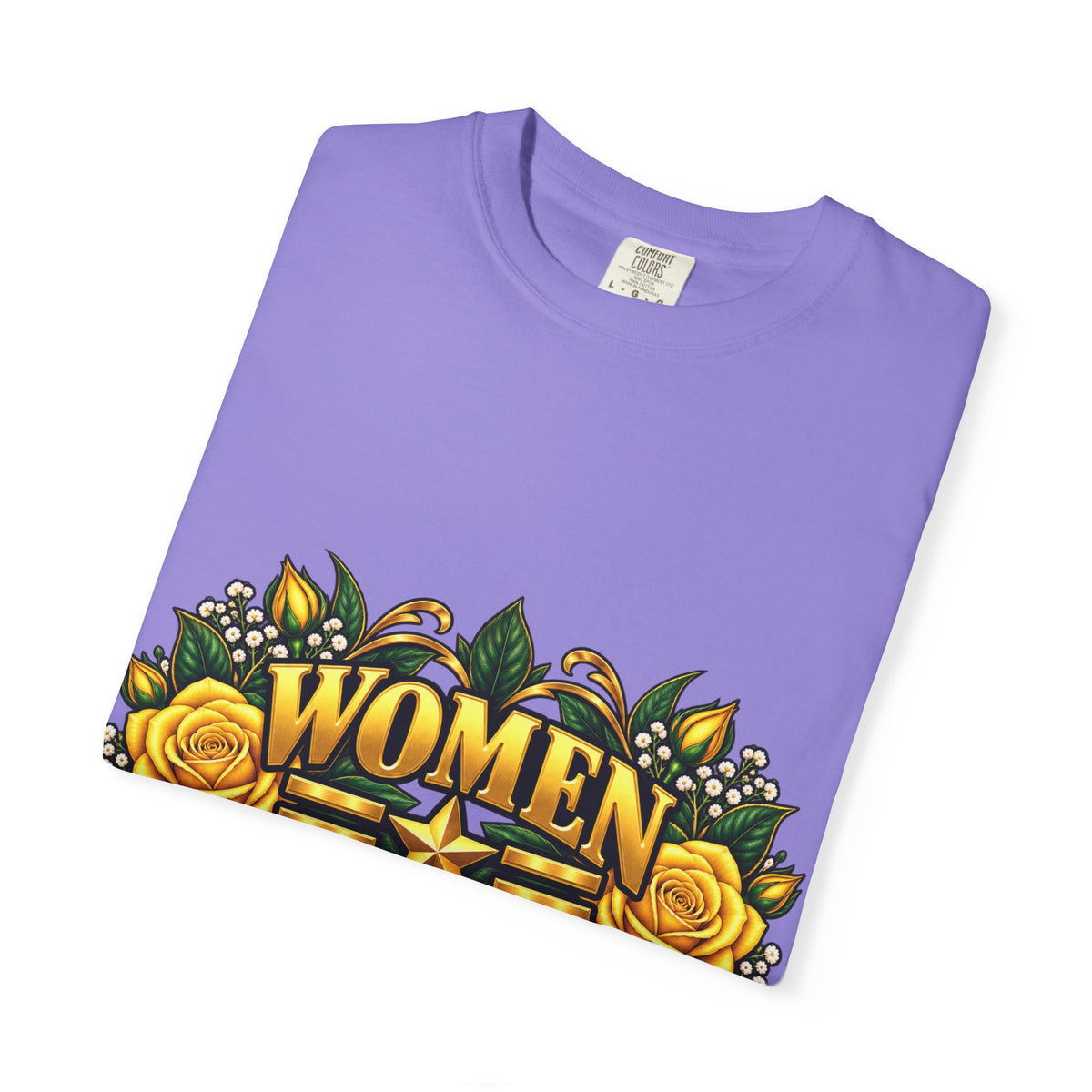 Women Veteran | Yellow Rose Floral Garment-Dyed Tee