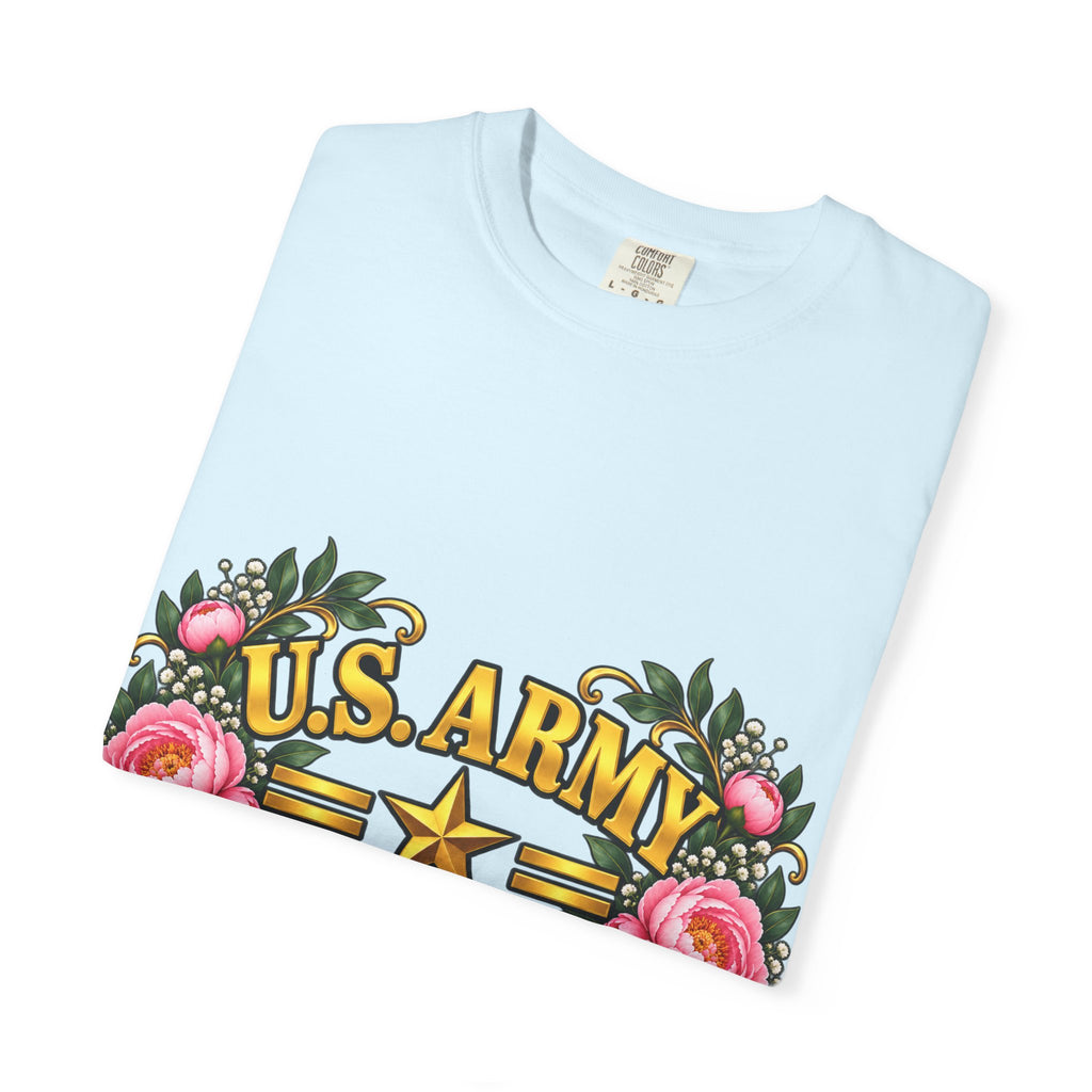 U.S. Army Veteran | Pink Peony Floral Garment-Dyed Tee