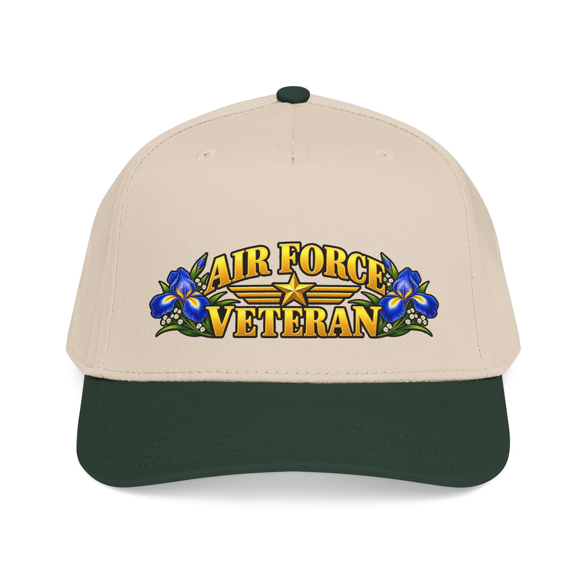 Air Force Veteran | Blue Iris Floral Mid-Profile Cap