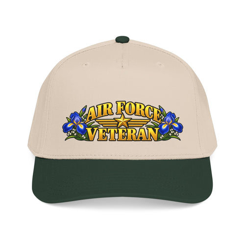 Air Force Veteran | Blue Iris Floral Mid-Profile Cap