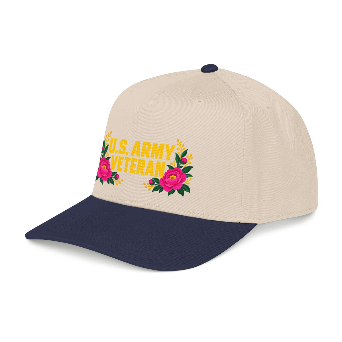 U.S. Army Veteran | Pink Floral Mid-Profile Cap