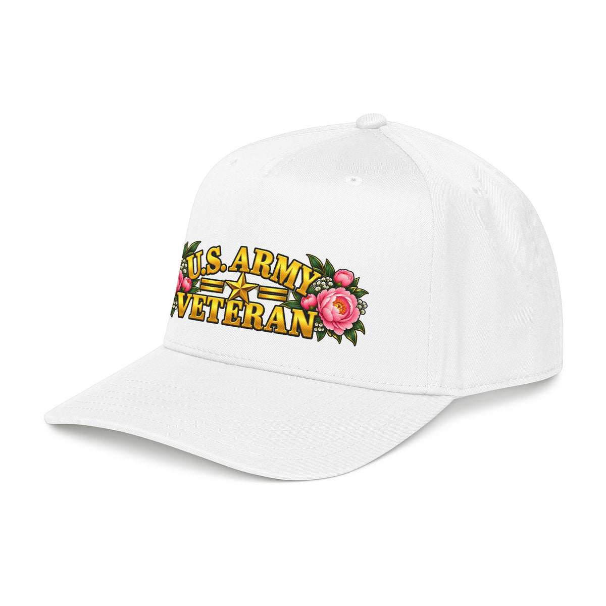 U.S. Army Veteran | Pink Peony Floral Mid-Profile Cap