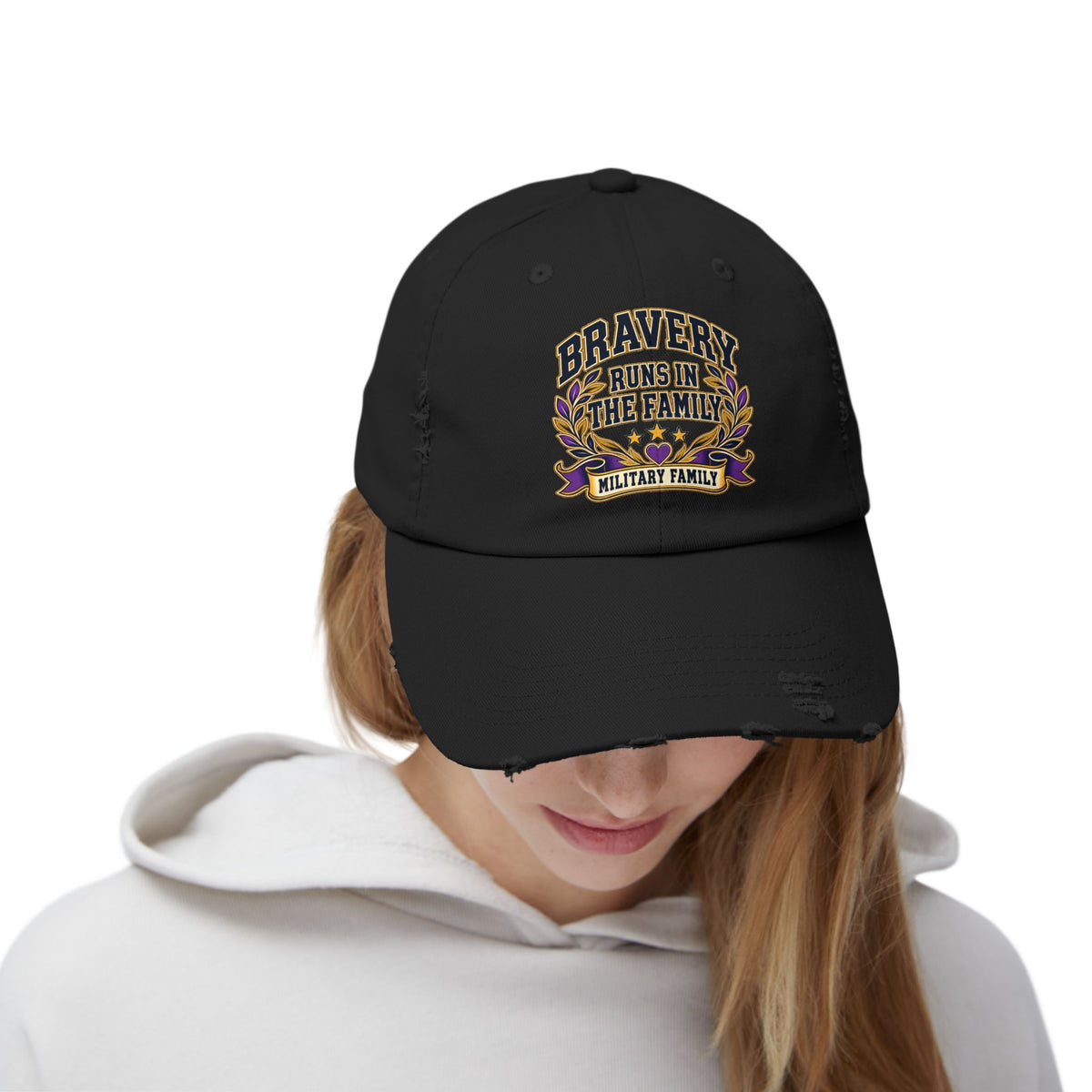 Bravery Runs in the Family | Military Family Distressed Cap