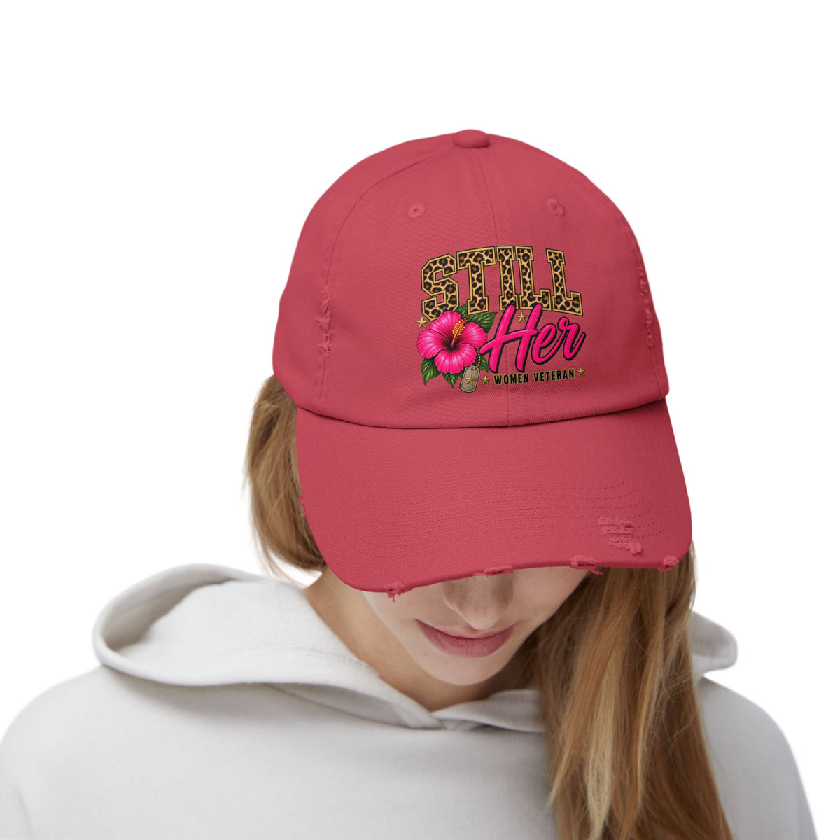Still Her | Floral Distressed Women Veteran Cap