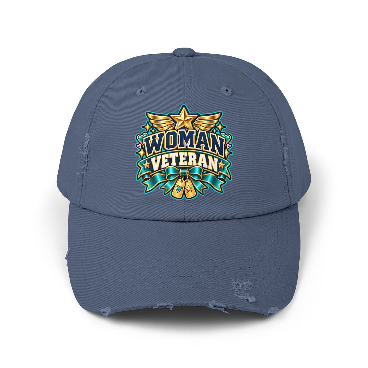Woman Veteran | Teal Floral Distressed Cap